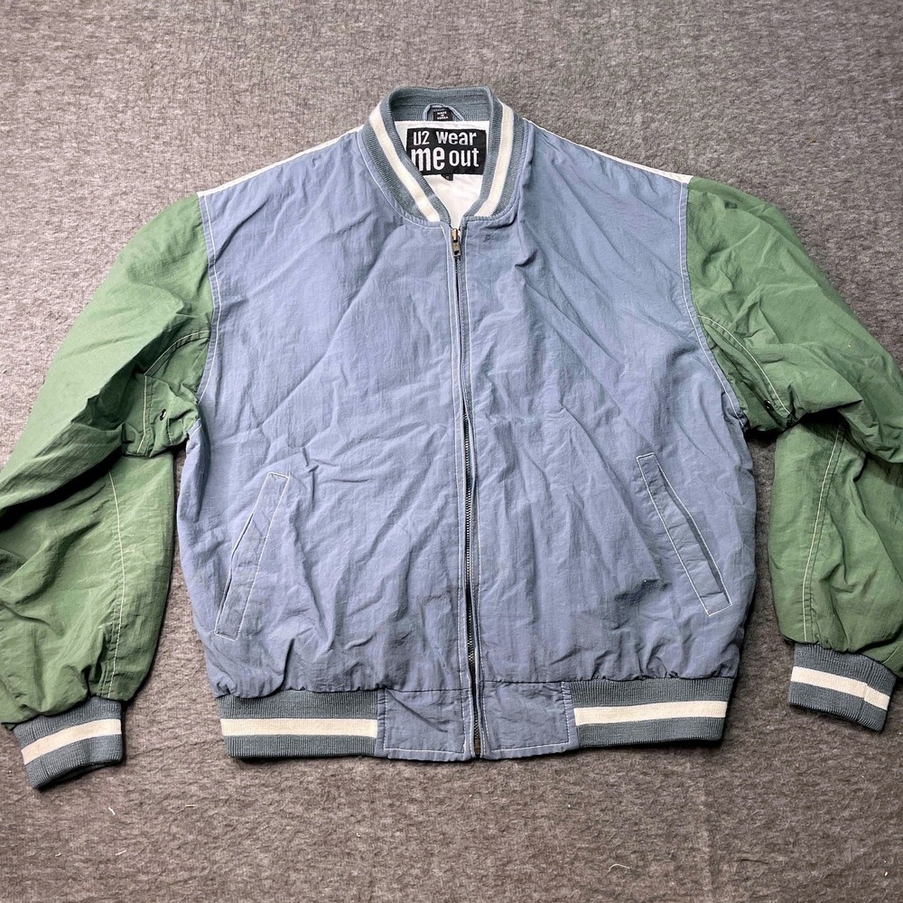 Vintage U2 Wear‎ Me Out Jacket Mens Small Jacket Blue Retro 80s Casual Bold